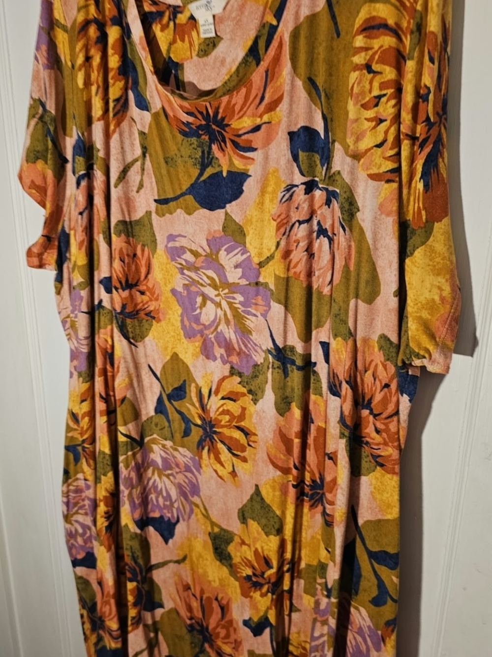 Terra & Sky Floral Maxi Dress in Pink, Mustard and Navy